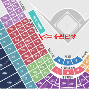 6월 15일(토) kia vs kt 3루 응원지정석 228구역 3열 2연석