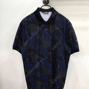 (110/XL) 제이린드버그 네이비 패턴 기능성 반팔 카라넥 골프티셔츠
