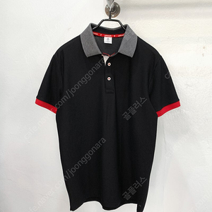 (95) 까스텔바작 블랙 배색 와플형 기능성 반팔 카라넥 골프티셔츠