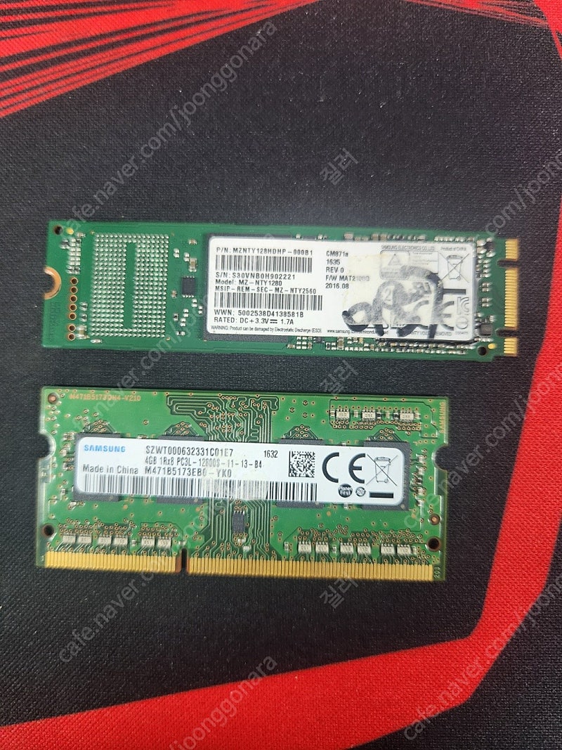 노트북용 m.2 SSD 128, RAM PC3 4GB 팝니다.