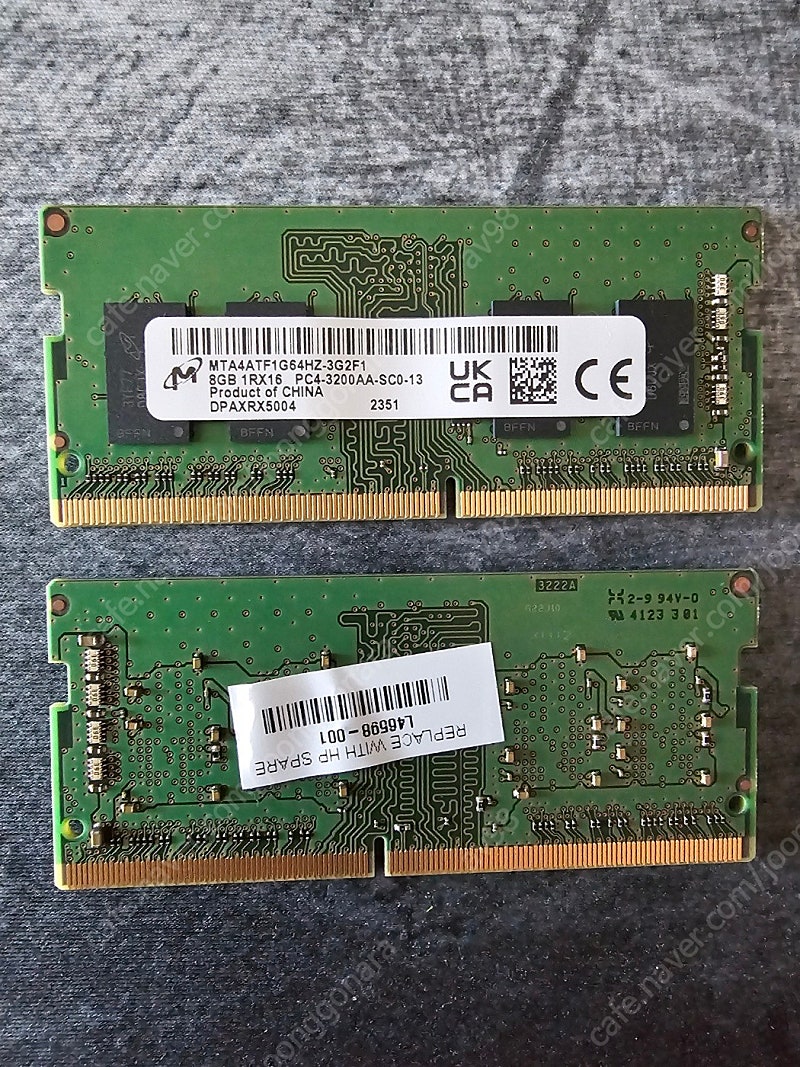 [대구/택배] HP정품 DDR4 PC4-3200 노트북램 8GB 2개