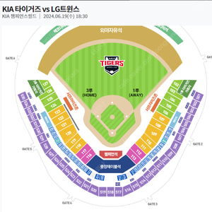 챔피언스필드 KIA vs LG 6월19일 1루 2연석 4연석 양도합니다