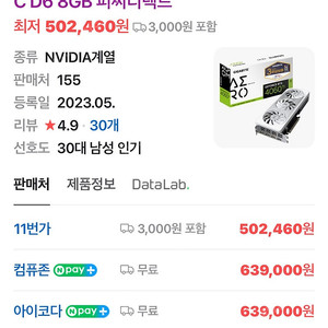 미개봉)기가바이트 RTX4060TI aero oc 팝니다!