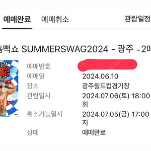 싸이 흠뻑쇼 광주 7/6 스탠딩 R 다구역