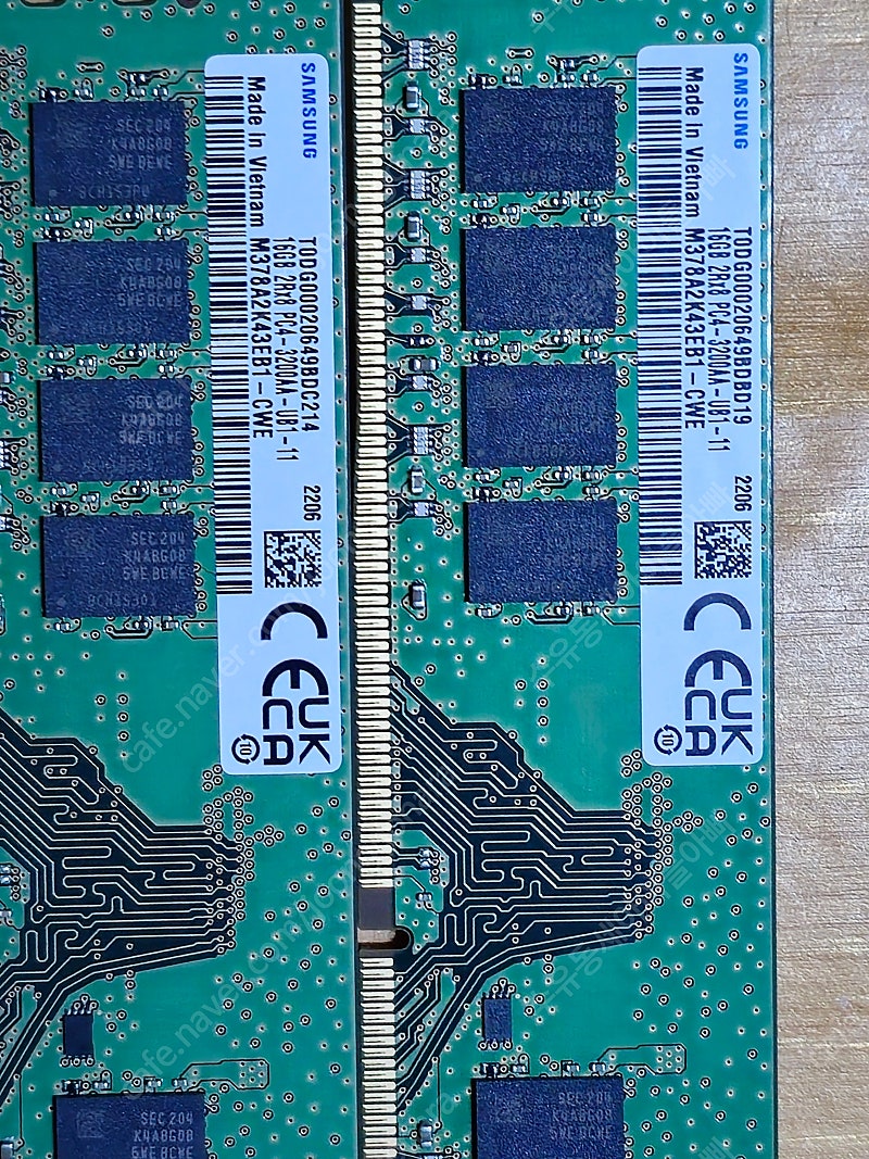 데스크탑용 삼성 DDR4 3200 16G 2개 / 데스크탑용 삼성 DDR4 3200 8G (서울)