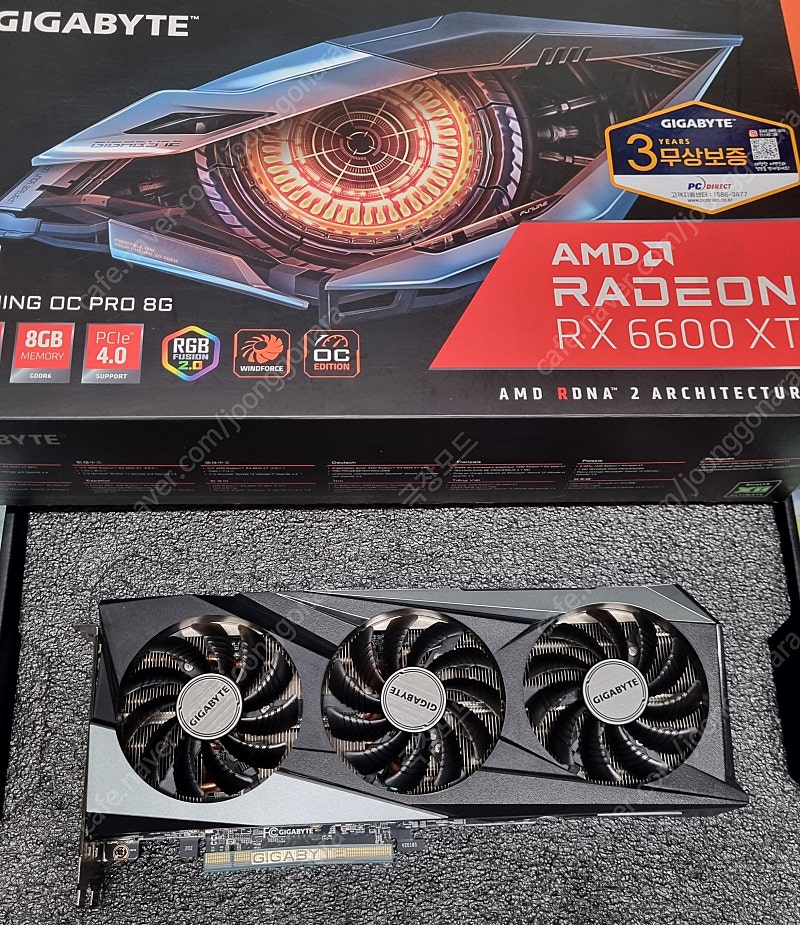 기가바이트 RX6600XT GAMING O.C PRO 8Gb ~~~~~~~~ 지지대 서비스