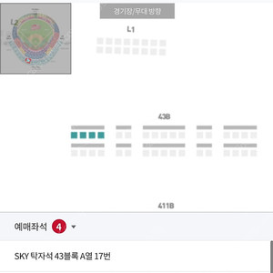 6/22 토 ssg vs NC 스카이탁자석 4연석 정가양도