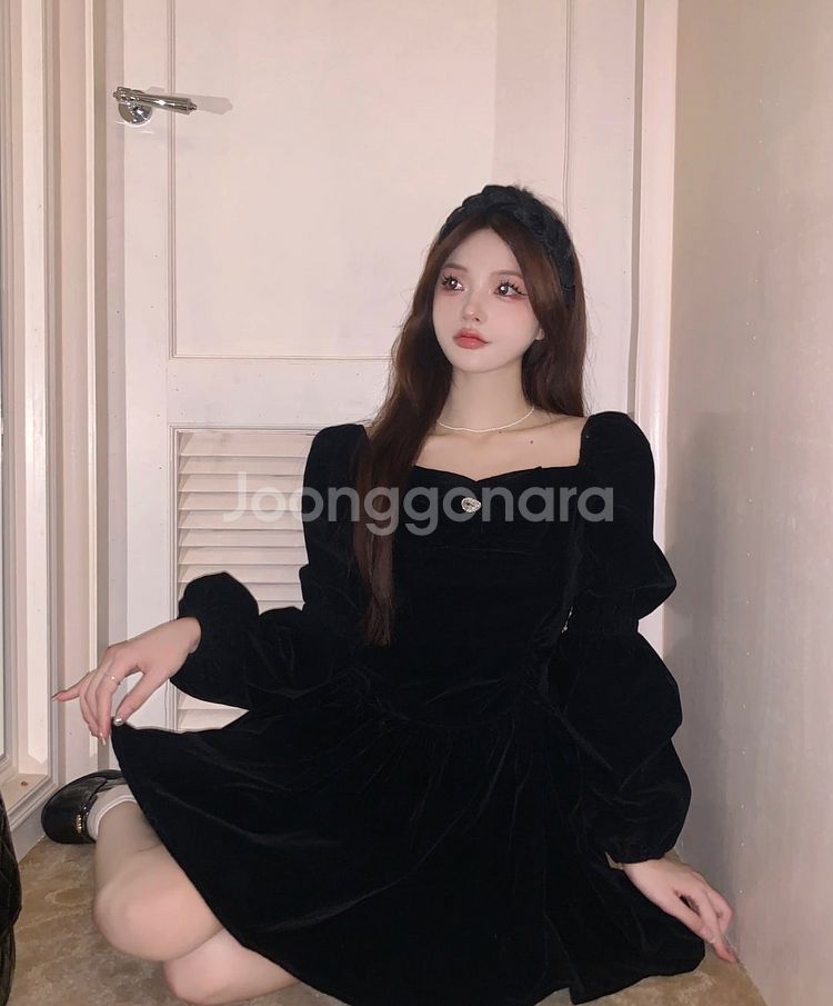 1.8 블랙 벨벳 프린세스 지뢰계 스타일 드레스 특별한...--1