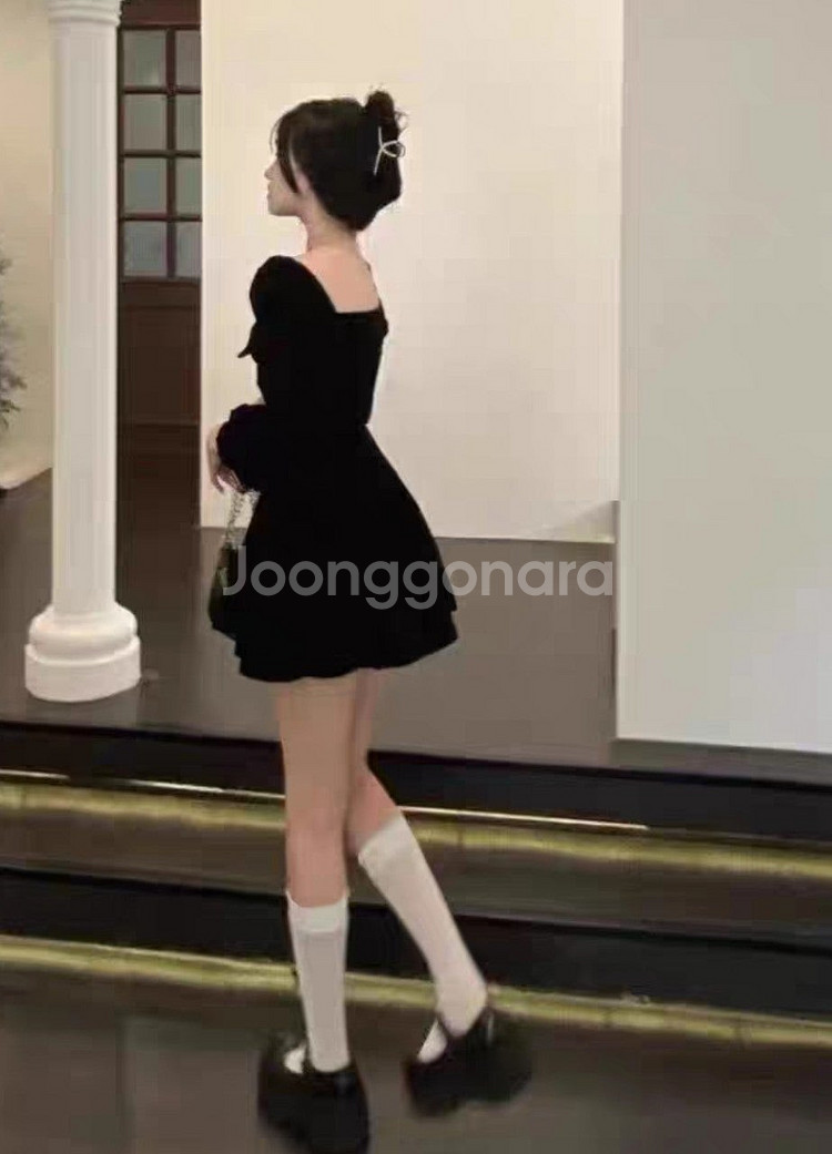 1.8 블랙 벨벳 프린세스 지뢰계 스타일 드레스 특별한...--7