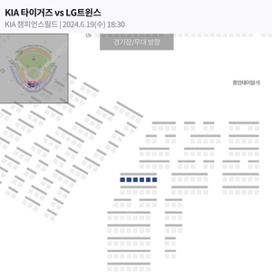 6/19 수요일 LG vs KIA 중앙테이블석 3연석/6연석 엘지 기아전