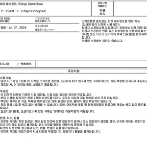 도쿄 디즈니씨 티켓바우처 2매