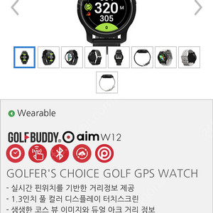 골프워치 골프시계 거리측정기 골프버디 aim W12 새상품 공동구매 (~6/18)
