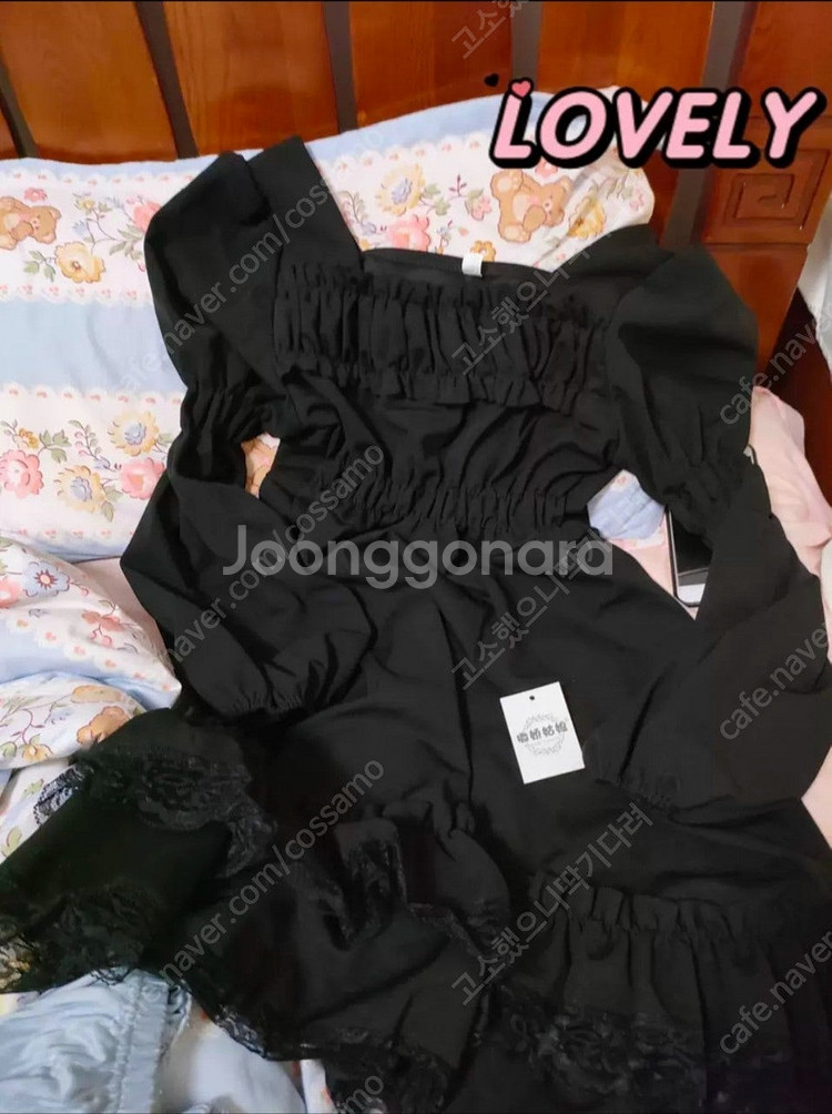 1.8 블랙 프렌치 넥 러플 원피스 / 고스로리 / 고...--8