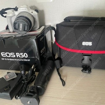 EOS R50 화이트 +번들렌즈 키트 / 사진 구성품 / 캐논정품삼각대 리모콘