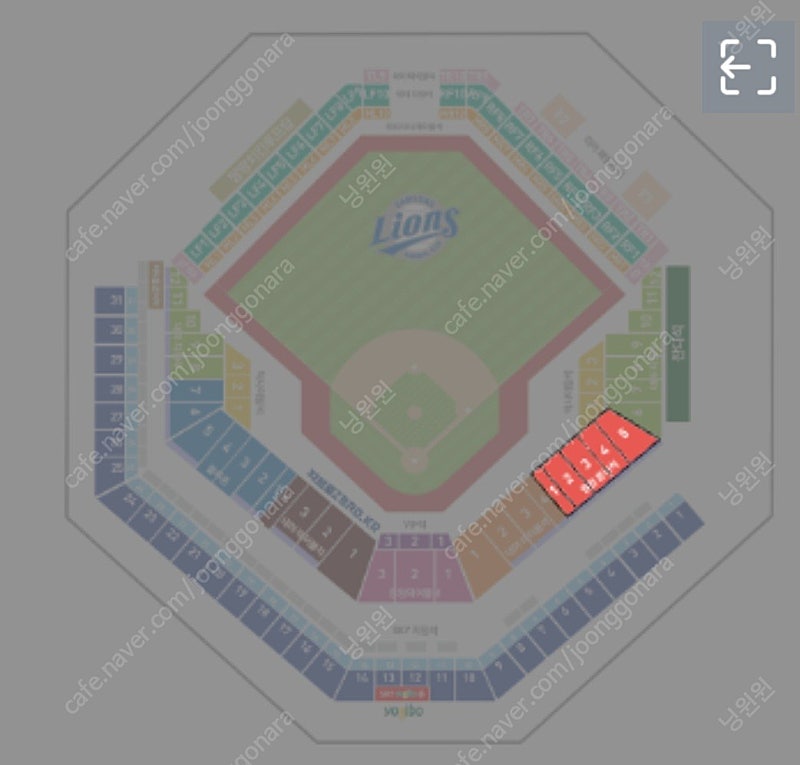 6월 22일(토) 삼성 라이온즈 vs 두산베어스 야구 티켓 원정응원석 2연석 양도 합니다.