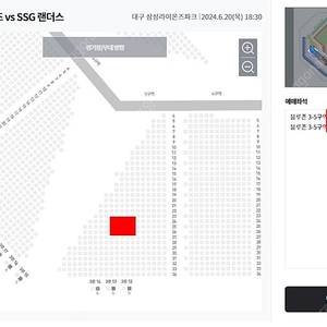 야구 6/20(목) 삼성 라이온즈 vs SSG 랜더스 블루존 2연석