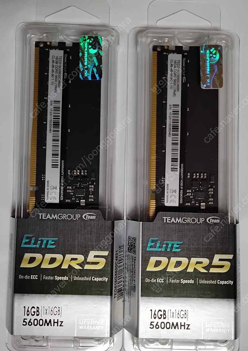 (미개봉) 램 메모리 팀그룹 DDR5-5600 CL46 Elite 서린 (16GB) x2 32GB 팝니다