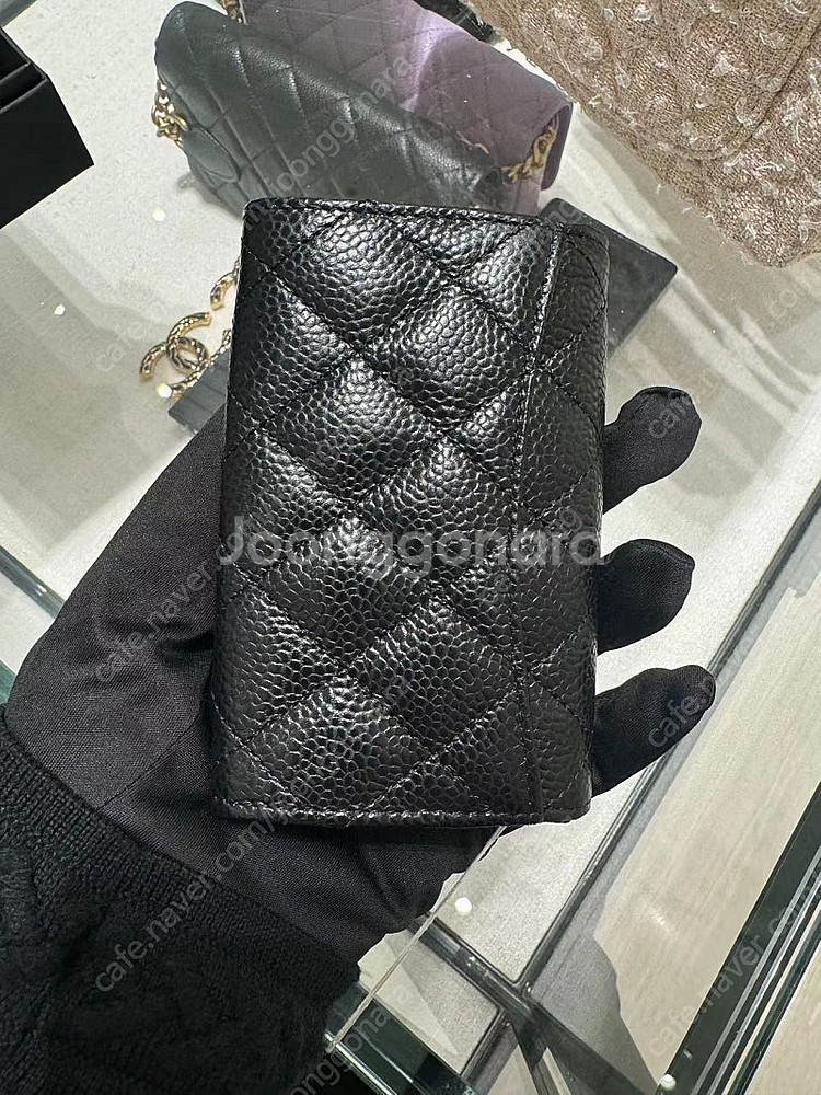 (6/8구매) 샤넬 클래식 카드 지갑 홀더 그레인드 카프스킨&골드--3