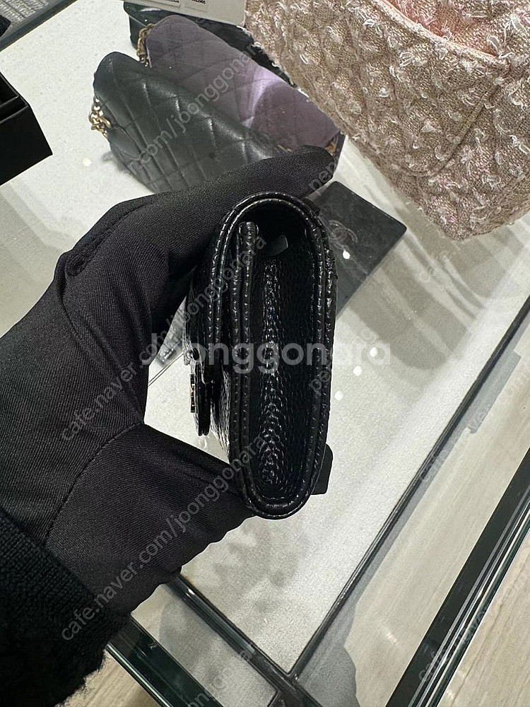 (6/8구매) 샤넬 클래식 카드 지갑 홀더 그레인드 카프스킨&골드--4