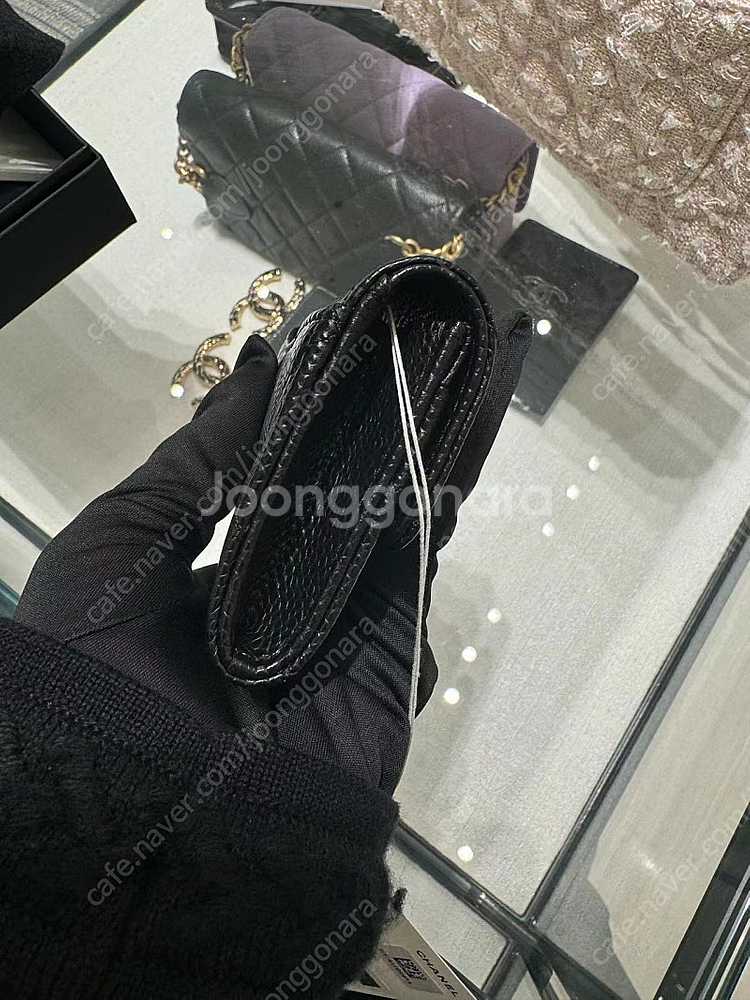 (6/8구매) 샤넬 클래식 카드 지갑 홀더 그레인드 카프스킨&골드--5