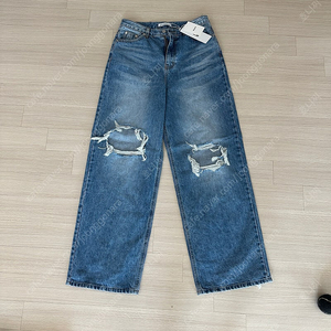 켁터스도넛마켓 데미지 와이드진 청바지 Damage Wide Denim Pants - Blue