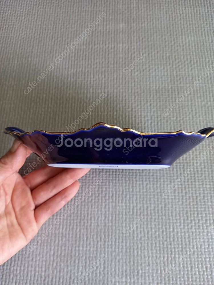 프랑스 리모지카스텔 코발트블루 연인 접시 플레이트--5