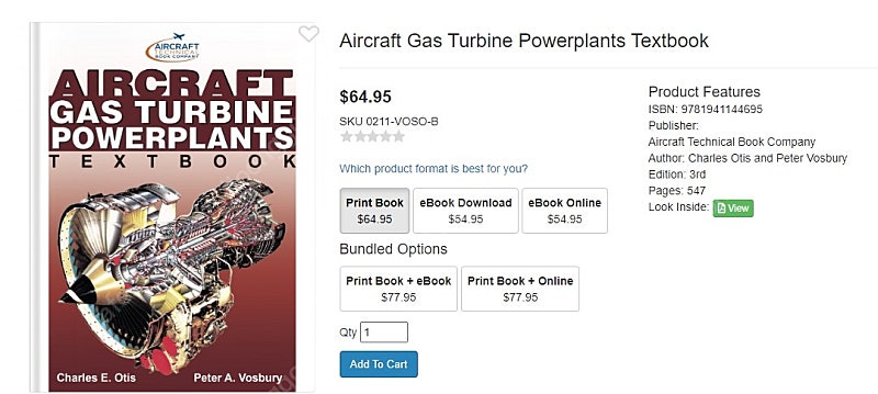 Aircraft Gas Turbine Powerplants Textbook / 항공정비사 교양책