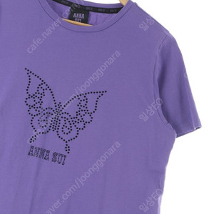 W(M) 반팔 티셔츠 퍼플 나비 비즈 디자인