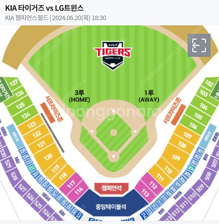 6월 20일(목) 기아 vs LG 챔피언석 단석(1자리...--0