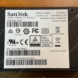 샌디스크 SSD Plus 240GB 판매합니다