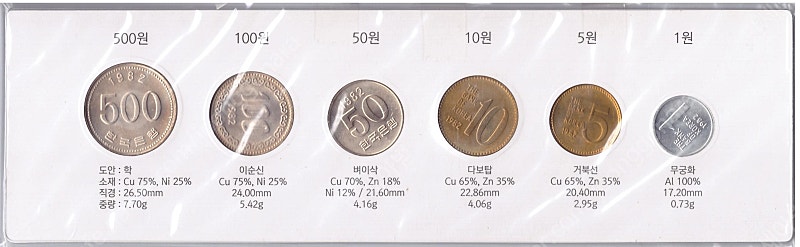 (화폐) 1982년 주화세트 & 지폐 다발