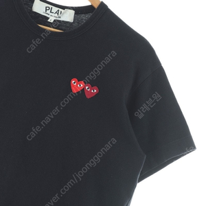 (L) 꼼데가르송 반팔 티셔츠 더블하트 로고 블랙 한정판
