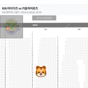 6월 28일 (금) KIA VS 키움 3루 K8 121구역 2연석 티켓 양도 응원석 챔필 기아