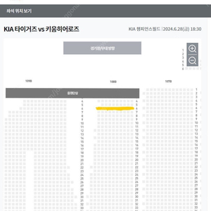 기아 키움 6월 28일 1루 응원석 2연석 정가양도