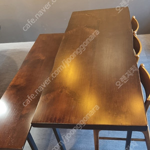 월넛 우드슬랩 테이블 , 의자3개 일체형의자 1개 일괄