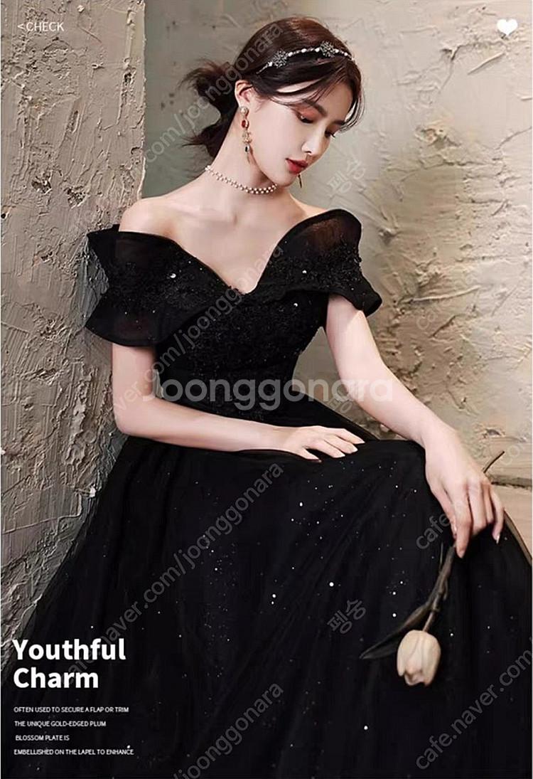 새상품) 블랙드레스 셀프웨딩 무대 연주회 세미 드레스 ...--0