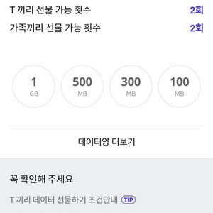 SKT데이터 SK데이터(T끼리 데이터 선물) 1기가