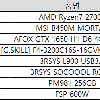 데스크탑PC (2700X / GTX 1650 4G / MSI B450M / Ram 32GB / NVME 256G)