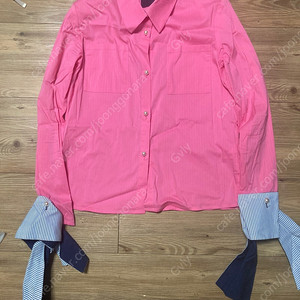 더스튜디오K 핑크 스트라이프 여성 여름 셔츠 XS