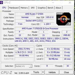 5700x3d, B550M. DDR4 16gb x 2