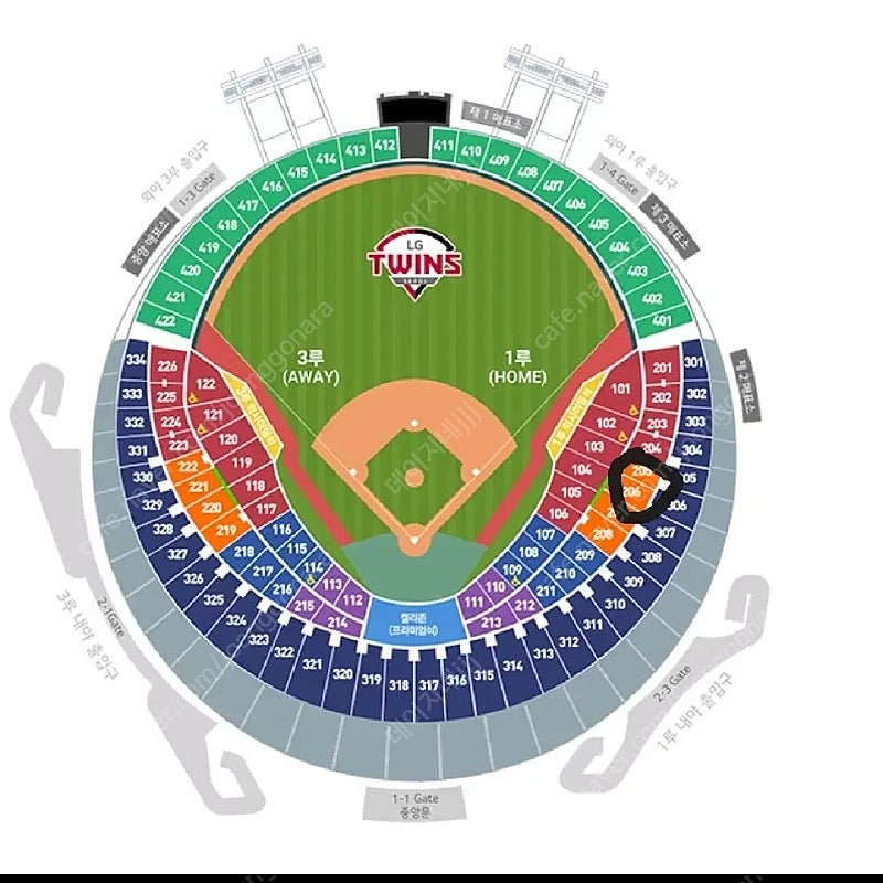 6/27 LG트윈스 vs 삼성라이온즈 1루오렌지석(응원석) 단석(통로석)