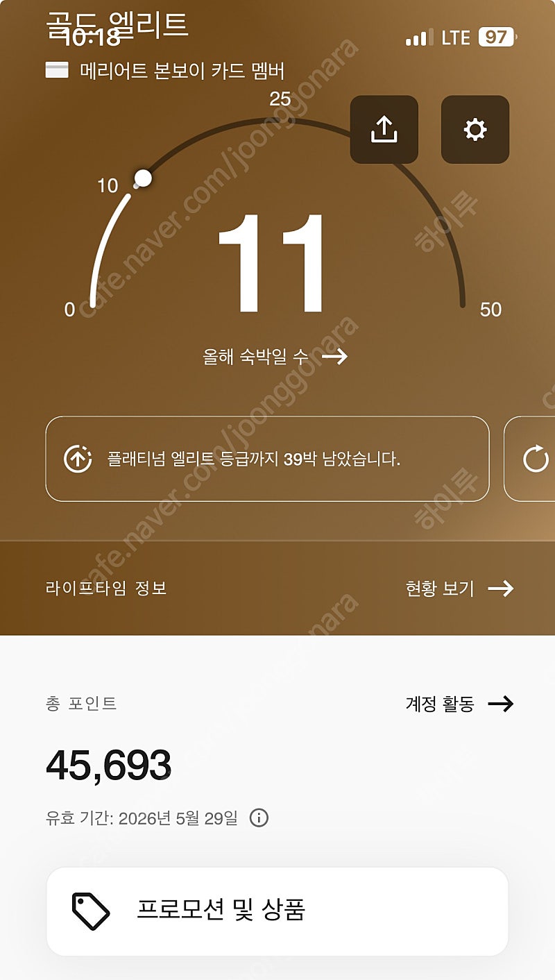 메리어트 포인트 45,000점 판먀