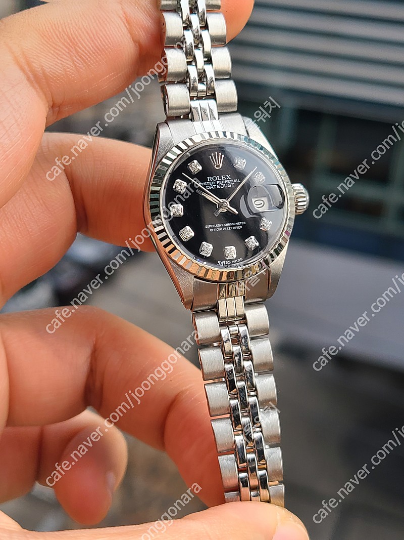 [정품] 롤렉스 여성용 데이저스트 블랙 10P 다이아몬드 (Rolex Datejust Black 10P Diamond Dial Silver Wome