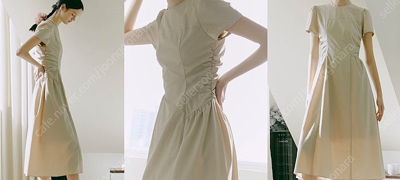 W컨셉 에트몽(ETMON) 원피스 Side Shirring Dress 베이지 S 사이즈 7만원 무료배송