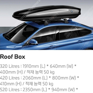 BMW 정품 루프박스 420L, 휴고 가로바 팝니다.(70만원)