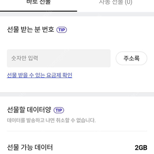 SKT데이터 2기가