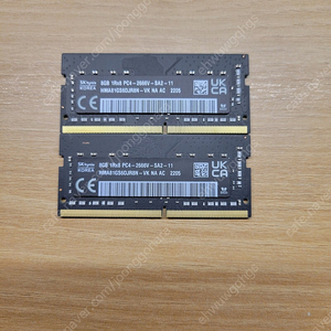 노트북용 하이닉스 DDR4 2666MHz 8GB 2개 팝니다.