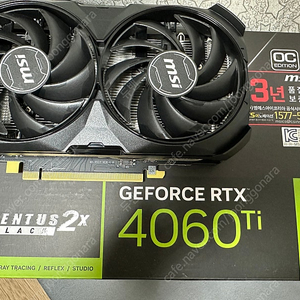 MSI 지포스 RTX 4060 Ti 벤투스 2X 블랙 OC D6 16GB