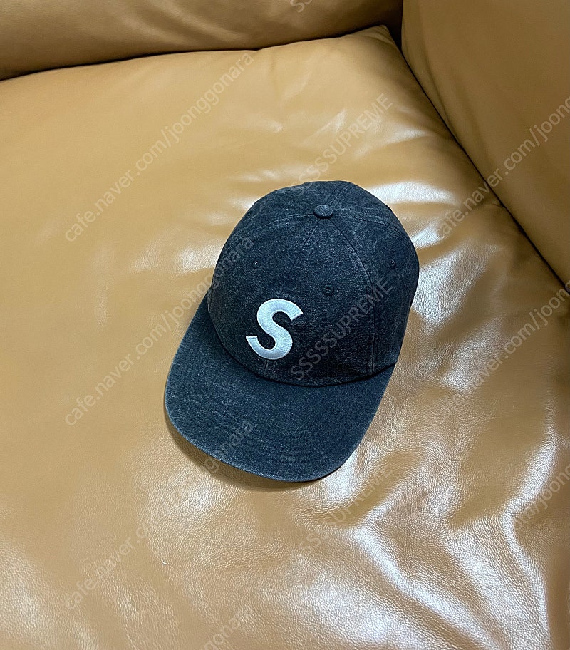 Supreme 슈프림 데님 블랙 S로고 6패널 볼캡 모자 (Washed Denim Black)