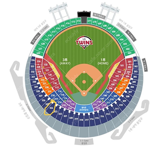 (6월25일) LG vs 삼성_3루 네이비 324블럭 3열 2연석